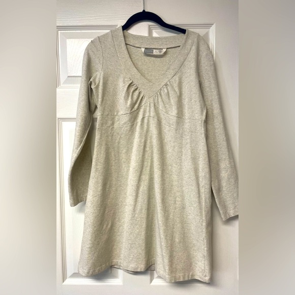 NWOT ATHLETA Senorita Organic Cotton Long Sleeve Dress Oatmeal heather SP - Picture 2 of 6